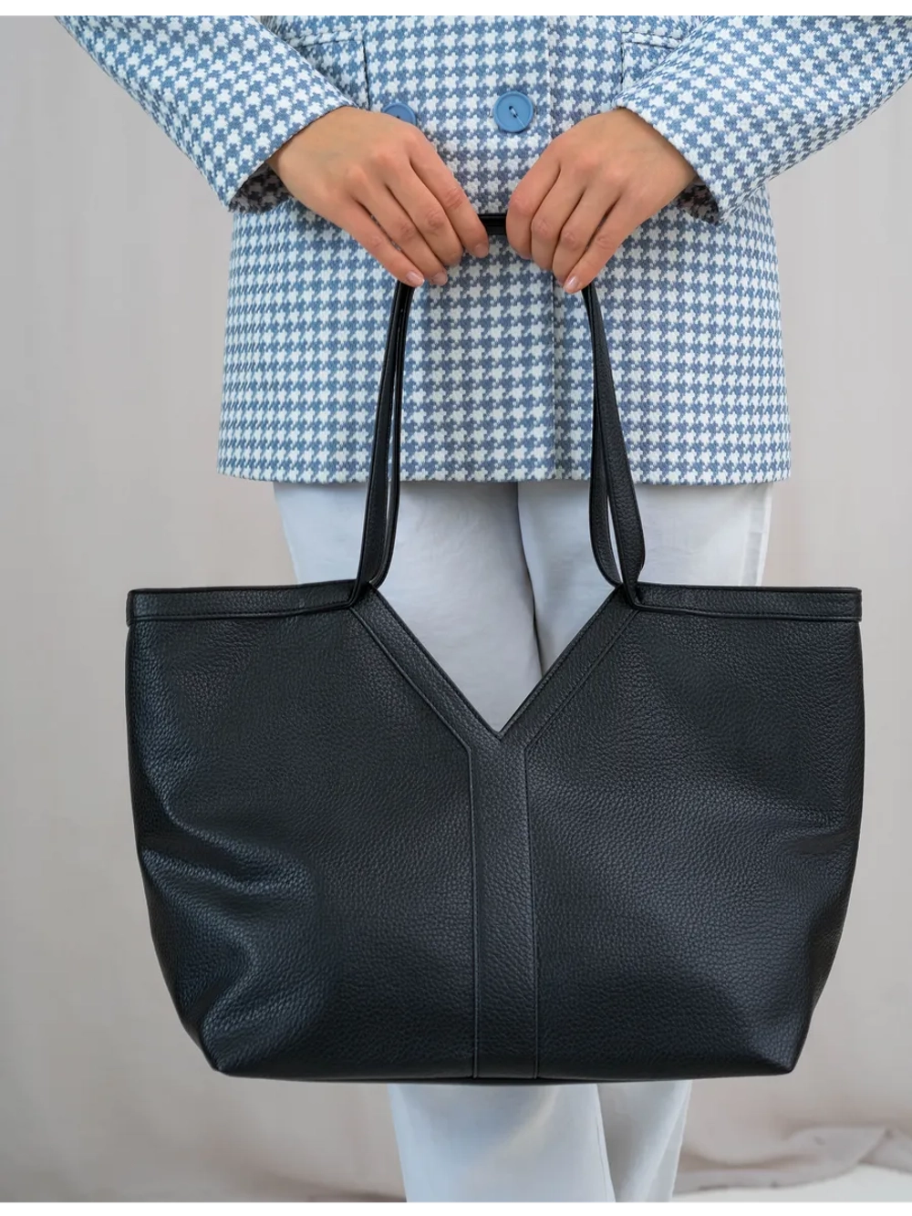 Сумка шоппер через плечо большая на молнии