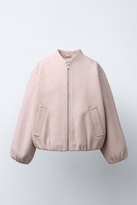 ZARA МЯГКАЯ КУРТКА-БОМБЕР, СВЕТЛО-РОЗОВЫЙ