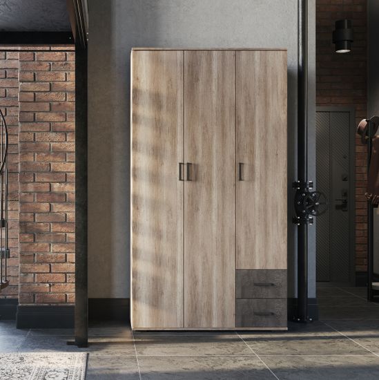 НЕЛЬСОН ШК 01 ШкафФасад ЖЕЛЕЗНЫЙ КАМЕНЬ/Корпус ДУБ КАНЬОН