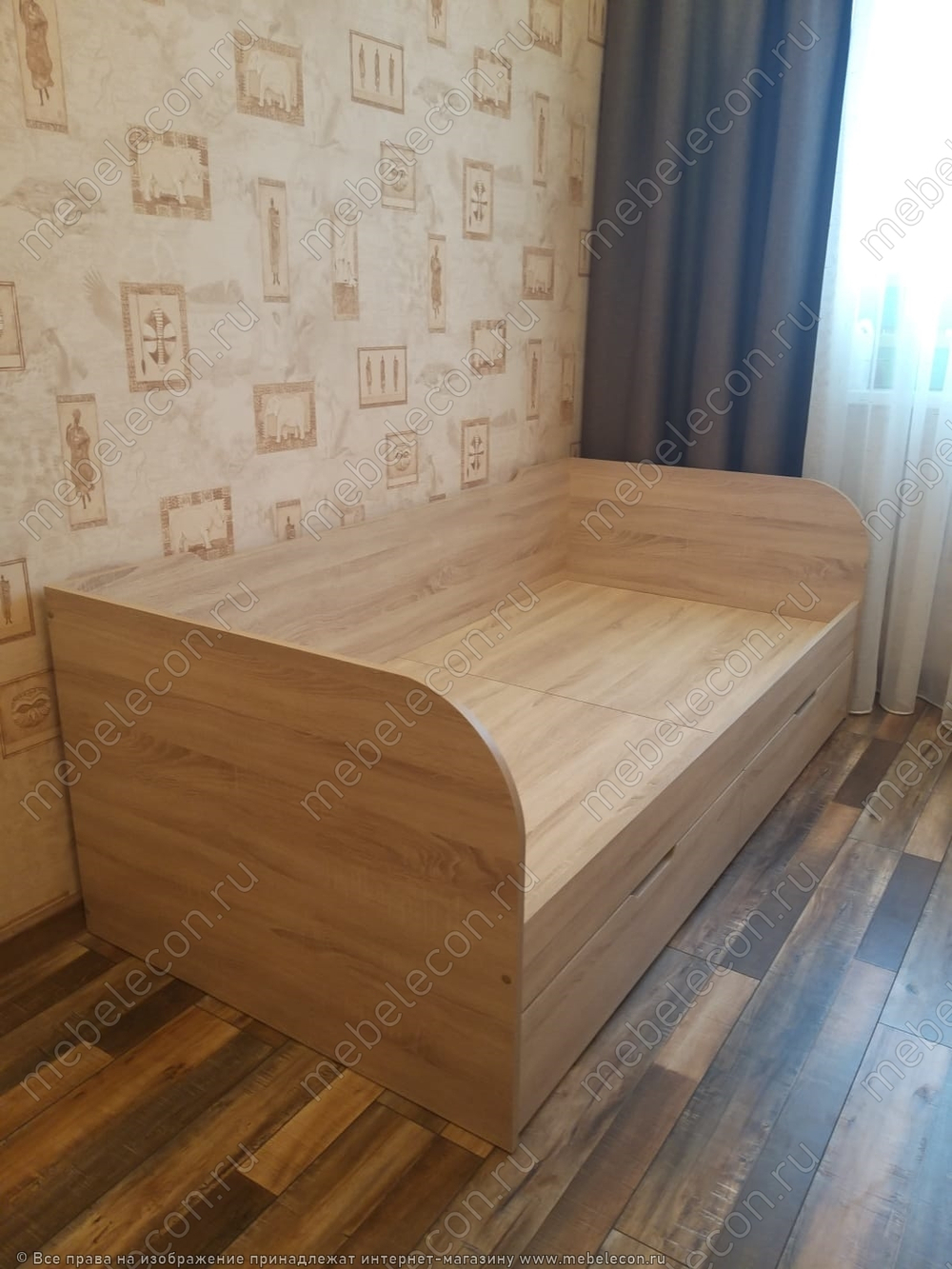 Кровать с ящиками дуб сонома