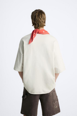 ZARA ТОЛСТОВКА В СТИЛЕ OVERSIZE С ПОТЕРТЫМ ЭФФЕКТОМ, ЭКРЮ