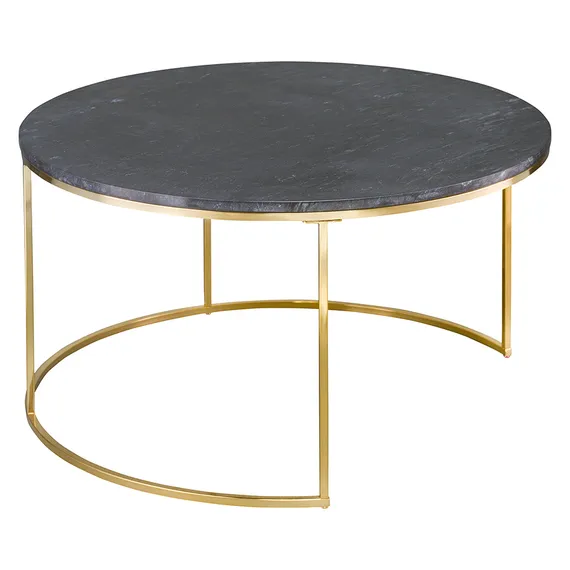 Набор столиков журнальных Hans, Ø60 см и Ø80 см, черный мрамор