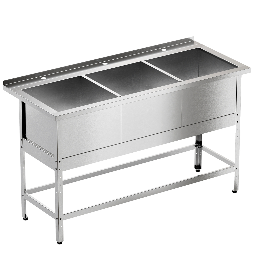 Ванна моечная трехсекционная "Профи" ВМБ 730/3, 2030х730(800)х860 мм, с бортом