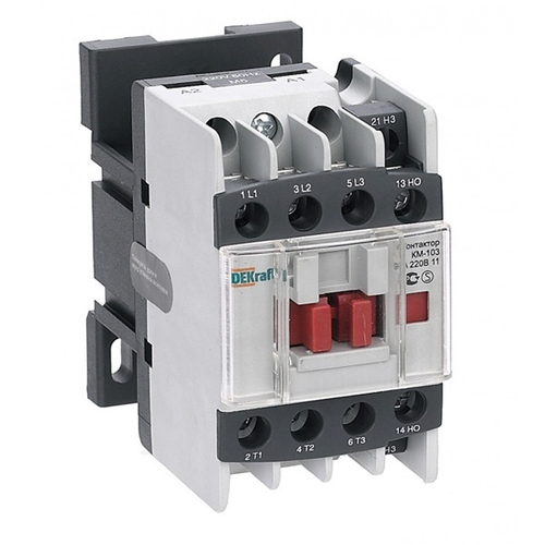 Контактор силовой КМ-103 3P 1НО+1НЗ 12А AC катушка 220В DEKraft 22108DEK