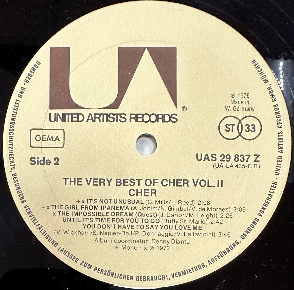 Cher - The Very Best Of Cher Vol. 2 (Германия 1975г.)