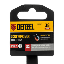 Отвертка, PH2х38 мм, S2, 3к рукоятка Denzel