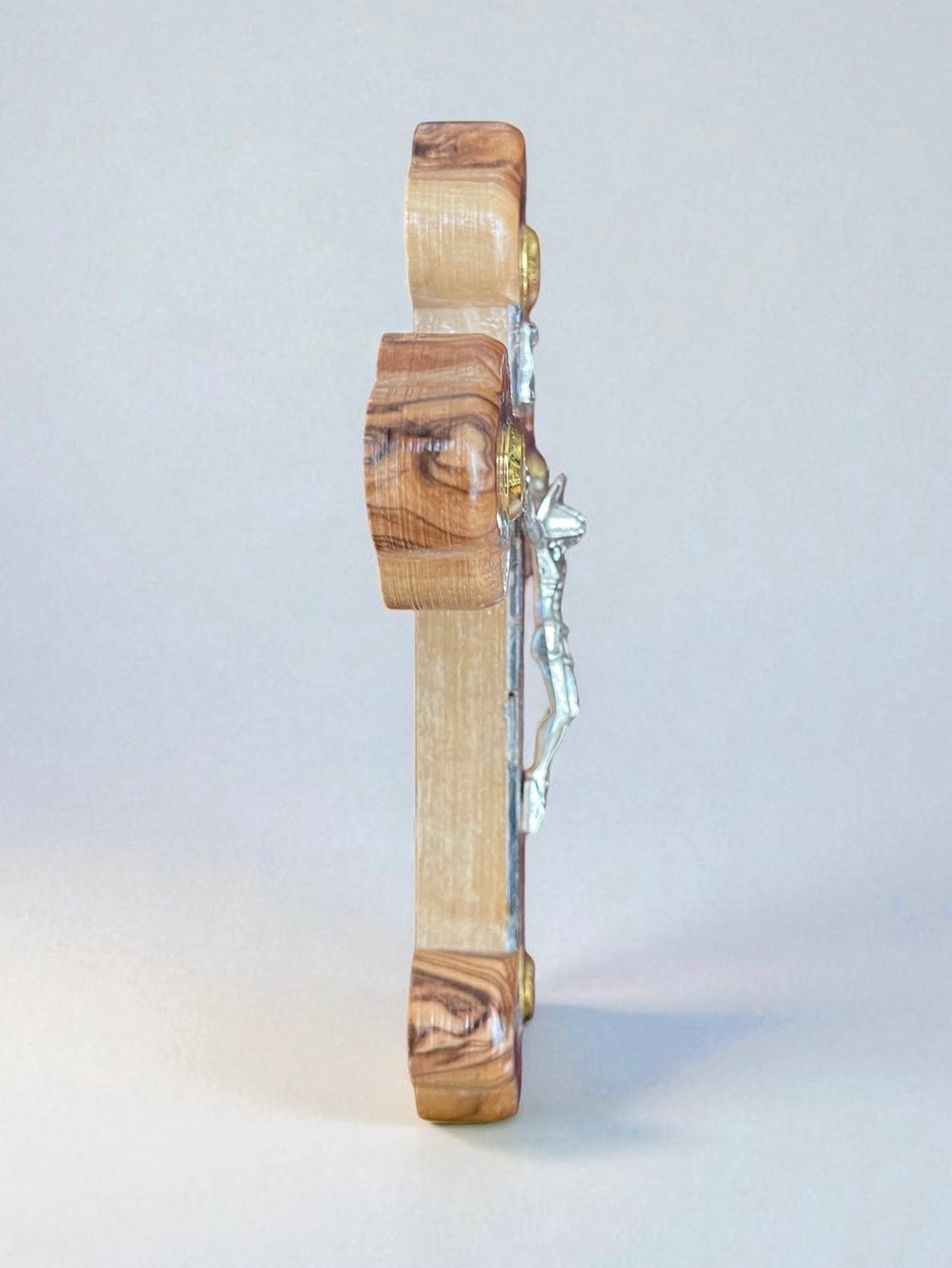 Крест распятие Иерусалимский из оливы с перламутром