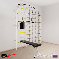 Шведская стенка Sv Sport усиленная 6800 (Турник стандарт/Брусья/Скамья/Канат/Канатный лаз)
