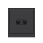 Компьютерная розетка RJ-45 без шторки, кат.6А двойная, KANT, черный уголь