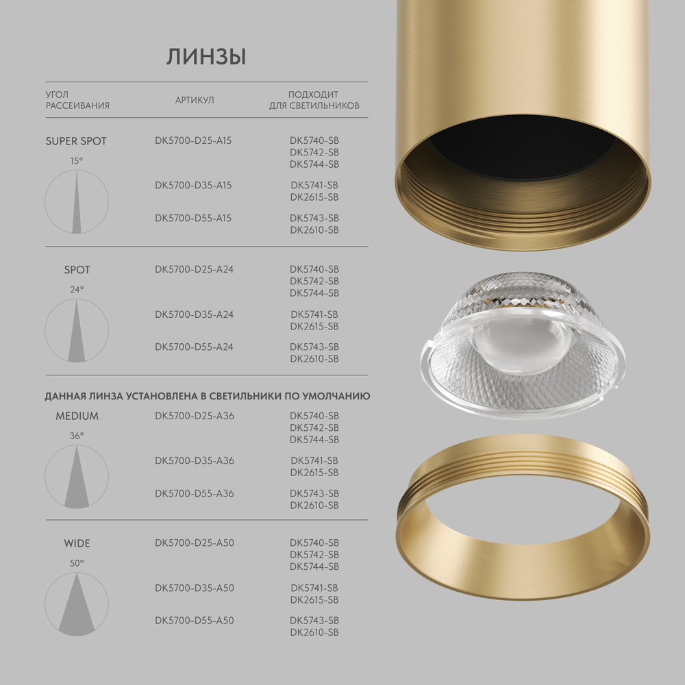 DK2610-SB Накладной светильник SHINE TUBE со светодиодом, D70*H80, IP20, 3000К, 10W, RA?90, сатинированная латунь, алюминий