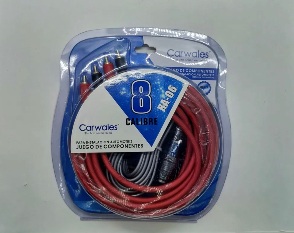 RA-06 / Комплект проводов для установки 2-х канального усилителя и сабвуфера, медные кабели, Carwales RA-06 - 8GA, TG (1 шт. / комплект)