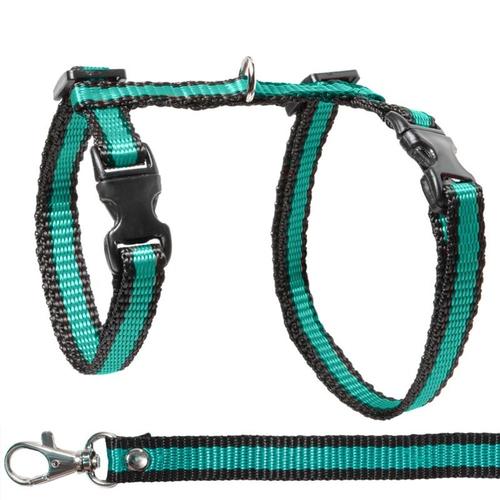 Комплект шлейка и поводок для кошек из капрона, 400*300*85мм; 10*1500мм(Гамма)