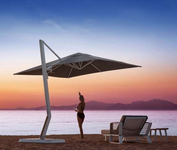 Зонт профессиональный Wing 3х3 м, тик, тортора. База и светильник в комплекте