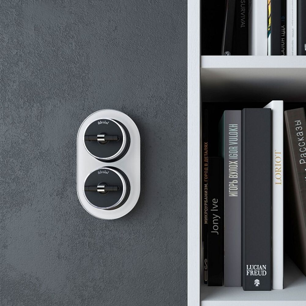 Выключатель одноклавишный с корпусом Werkel Vintage (черный матовый/хром) W5812051