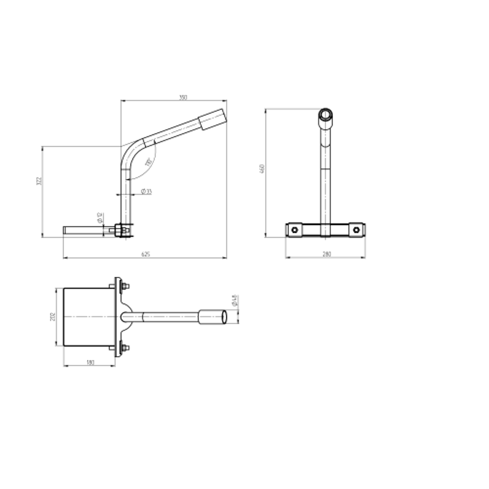 Кронштейн на опору ЭРА SPP-AC3-0-350-048 с 1 хомутом 350mm d48mm | Кронштейны к консольным светильникам