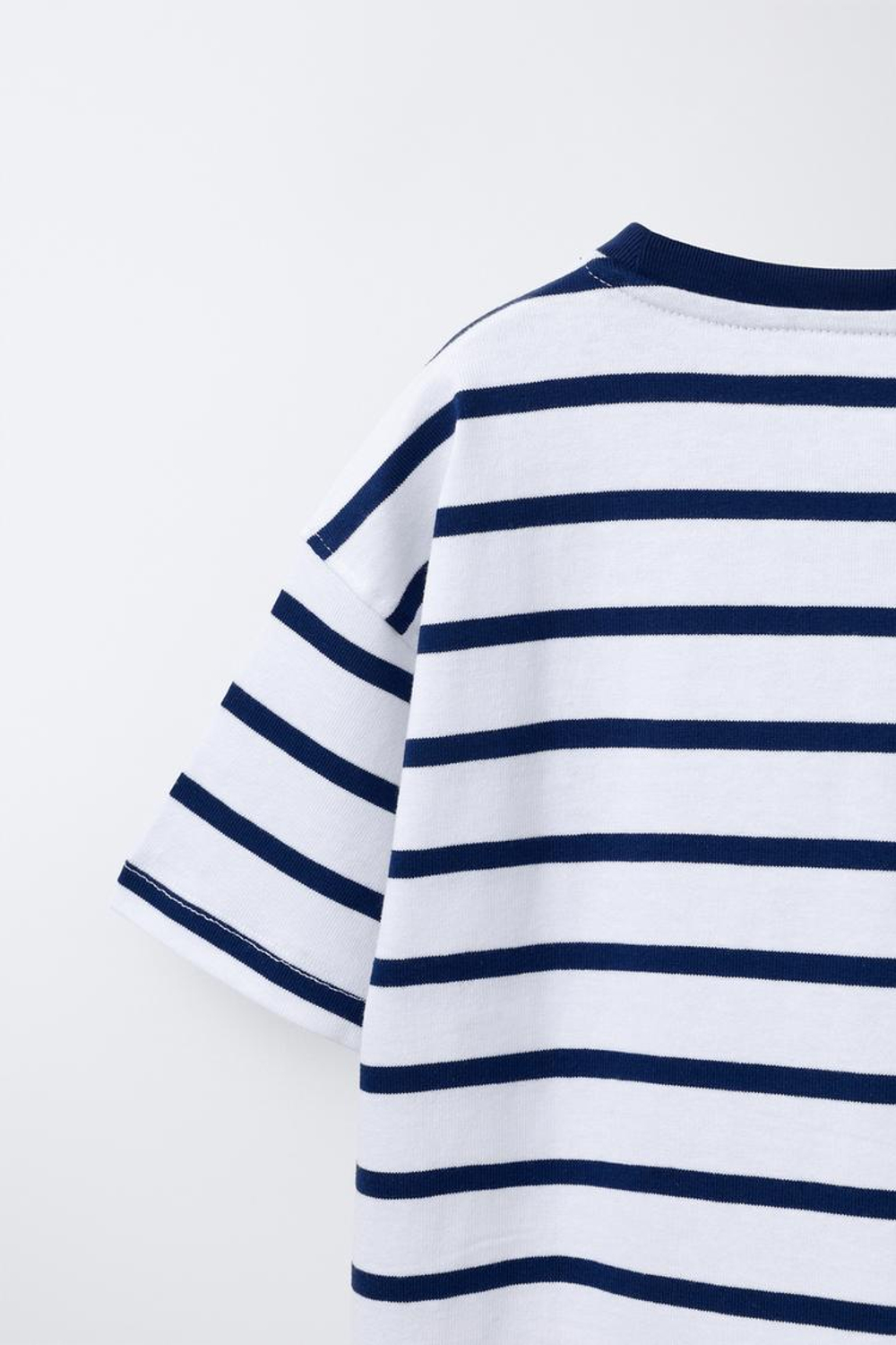 ZARA ФУТБОЛКА HEAVY WEIGHT В ПОЛОСКУ С НАДПИСЬЮ, ТЕМНО-СИНИЙ/ЭКРЮ