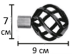 Карниз кованый для штор Глобо d20 однорядный с бесшумными кольцами, цвет черный матовый