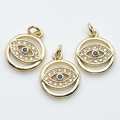 Подвеска Глаз, цвет золото, фианиты, размер 15*13 мм, цена за 1 шт