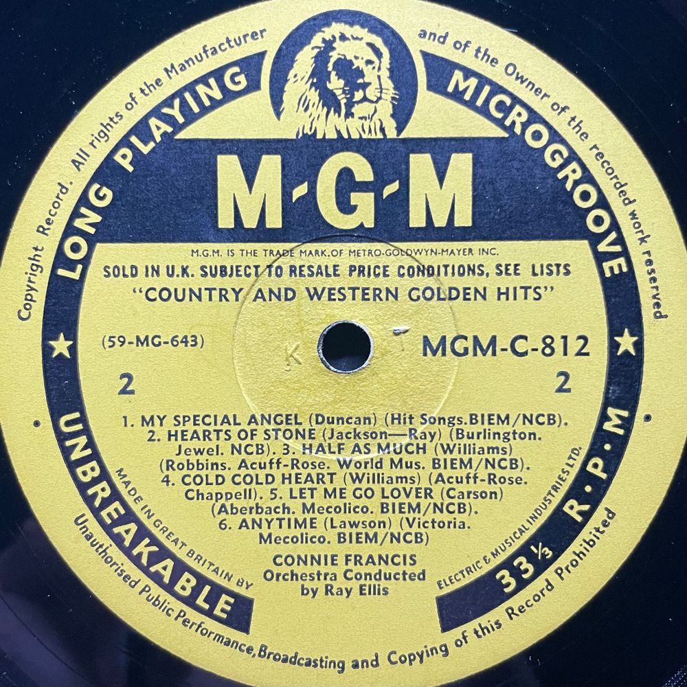 Connie Francis ‎– Country And Western Golden Hits (Англия 1960г.)