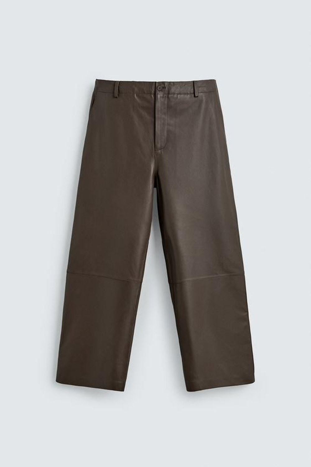ZARA КОЖАНЫЕ БРЮКИ BALLOON FIT, КОРИЧНЕВЫЙ