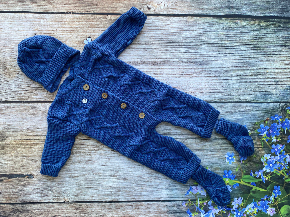 Комбинезон вязаный "Ромбик" (Цвет: Тёмно-синий)