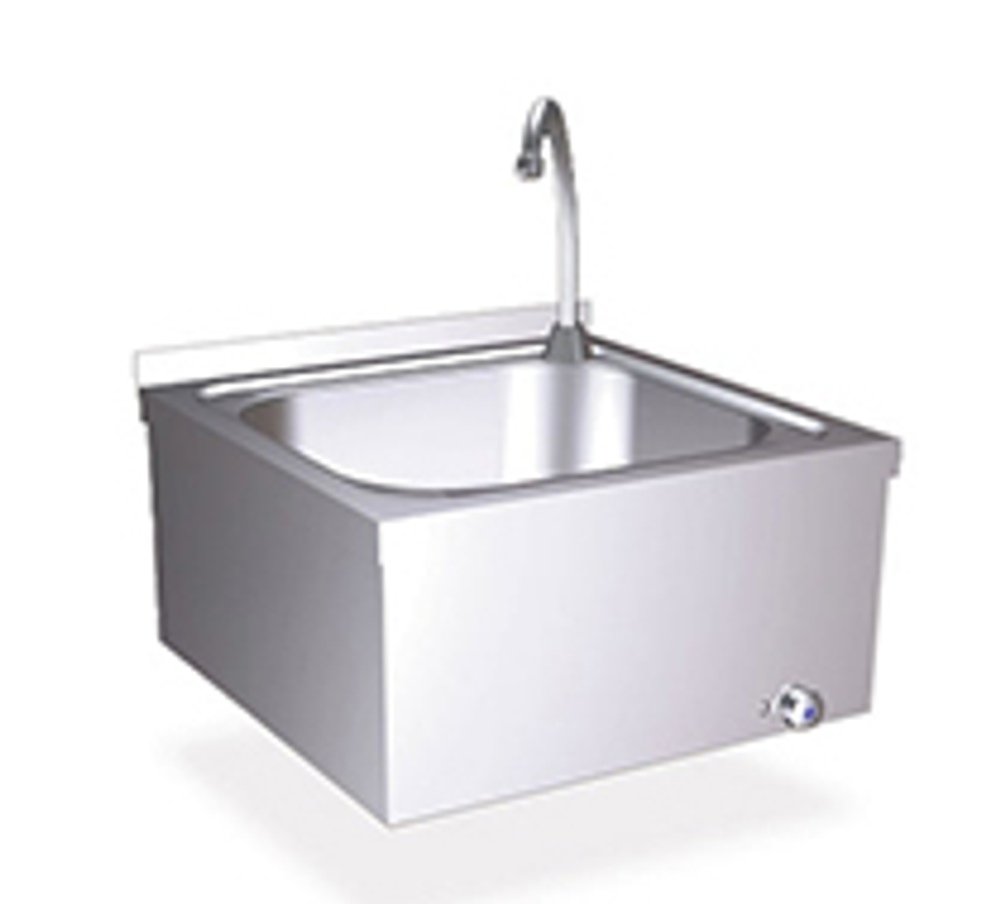 Раковина настенная квадратная со смесителем нерж. сталь NOFER 13046.BAT глянцевый