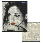 Тетрадь 48л., А5, клетка, Alingar "Girls from newspapers", скрепка, мелованный картон (стандарт), блок офсет, 4 дизайна в пленке т/у