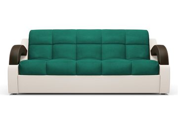 Диван Мадрид 1,8 - Velutto 33 изумрудный/беж кожзам/ коричневая накладка