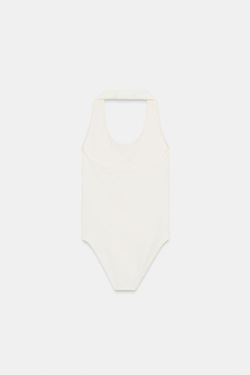 ZARA БЕСШОВНОЕ БОДИ С ГОРЛОВИНОЙ ХАЛТЕР, ЭКРЮ