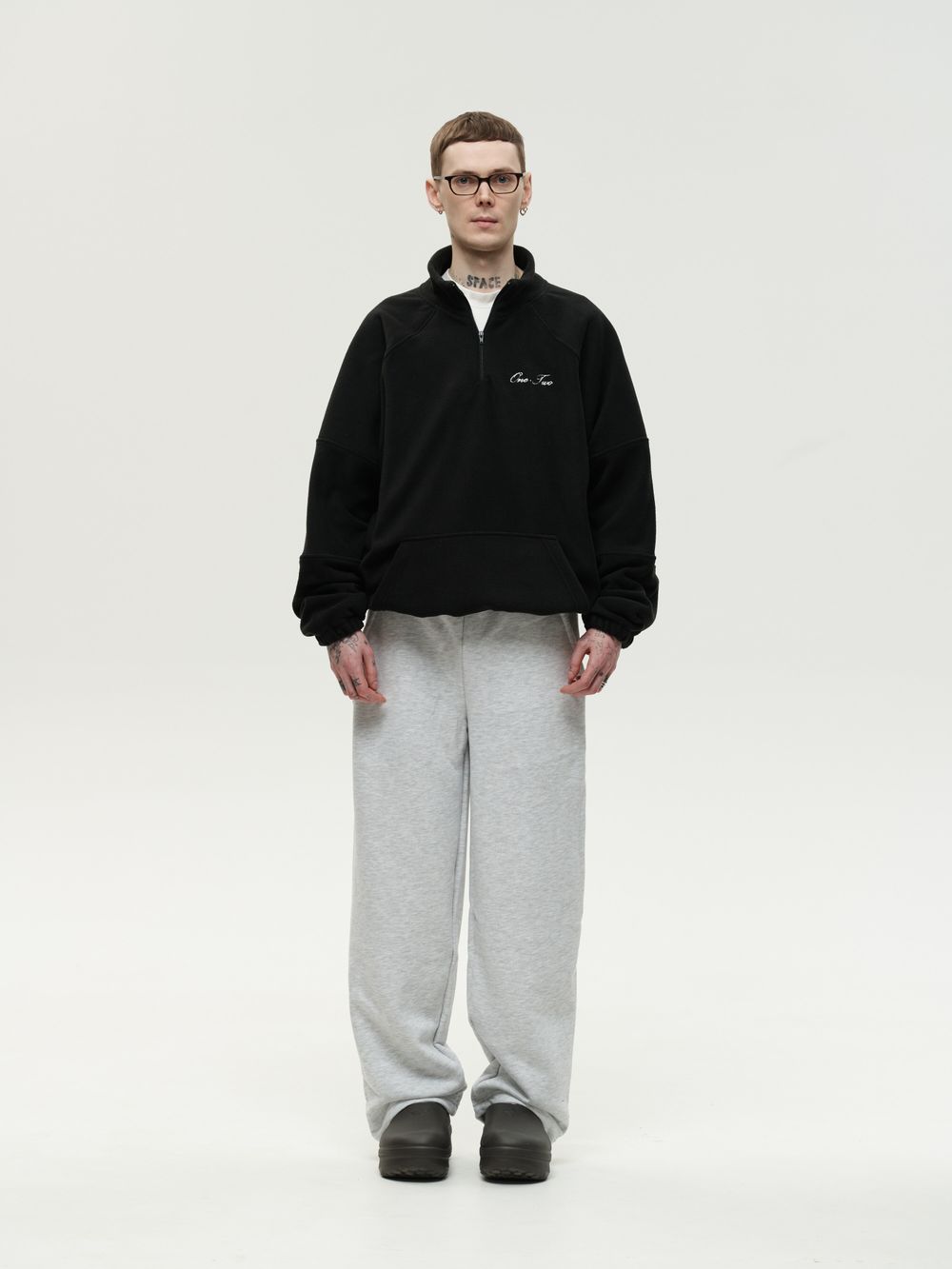 Толстовка One Two Drawstring Half-Zipped черная