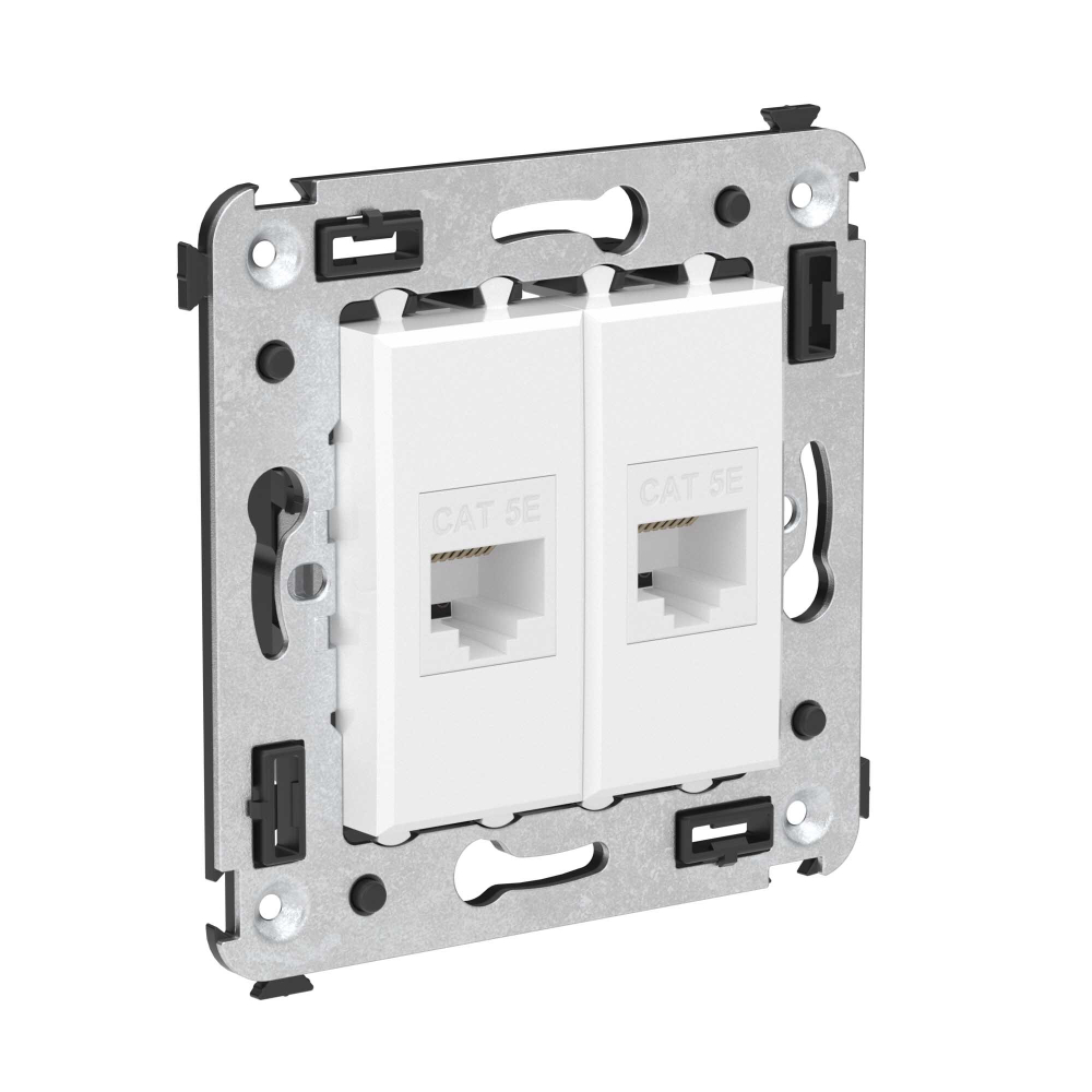 Компьютерная розетка RJ-45 без шторки в стену, кат.5е двойная, "Avanti", "Белое облако"