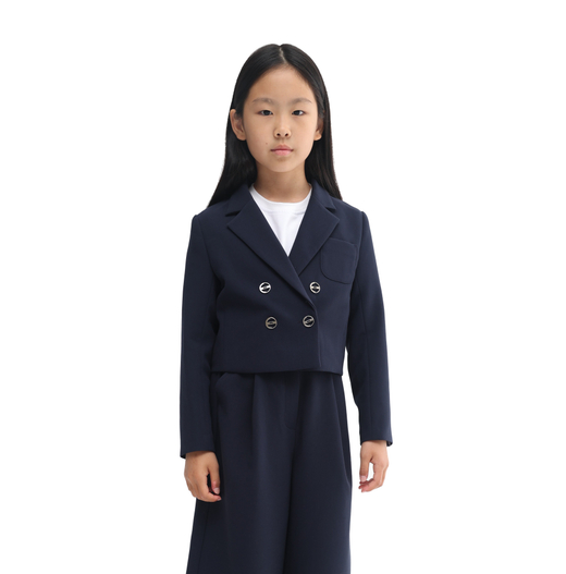 Укороченный двубортный жакет Dark blue