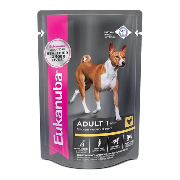 Пауч Eukanuba Adult All Breed для взрослых собак всех пород, из курицы в соусе