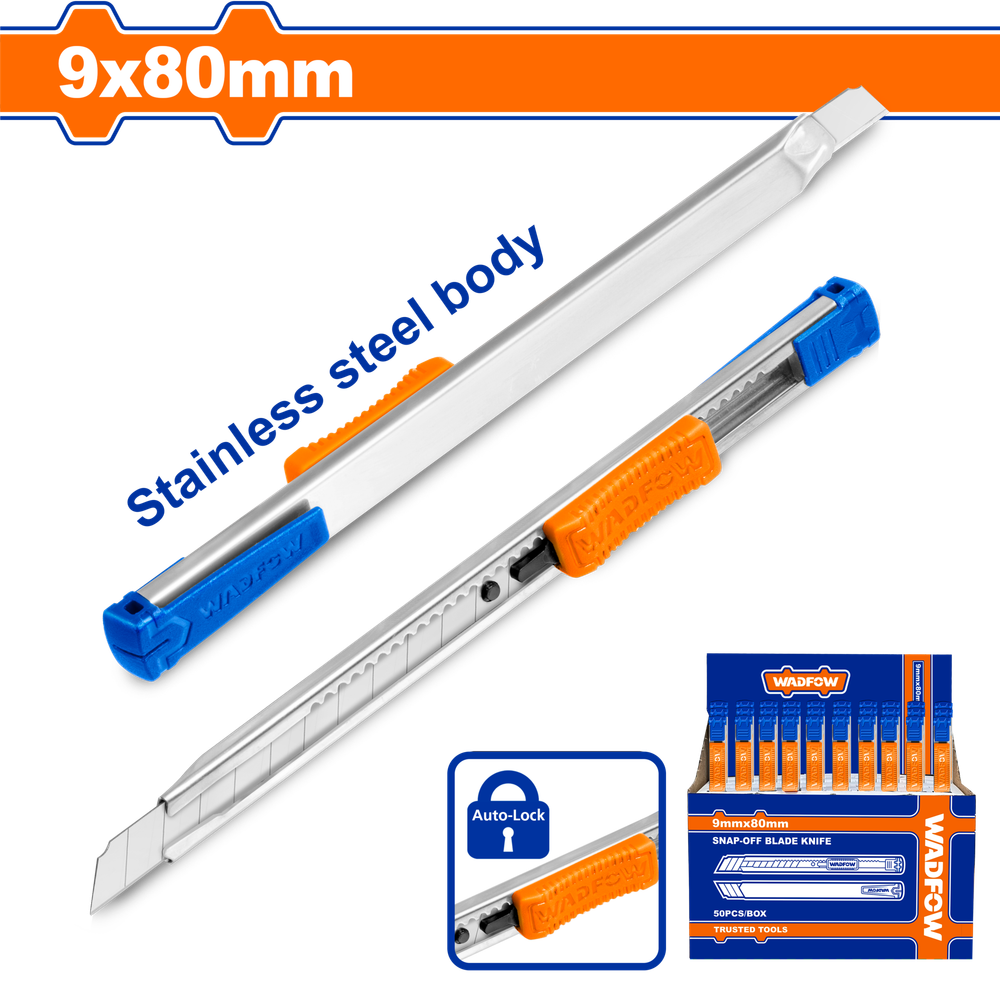 Нож канцелярский WADFOW WSK1509 9*80 мм