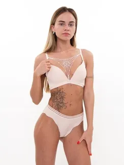 Комплект женский (топ/трусы), цвет бежевый, размер 75В