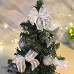 Елка настольная 30см в серебристой корзинке, с украшениями, МВ-19В1203М