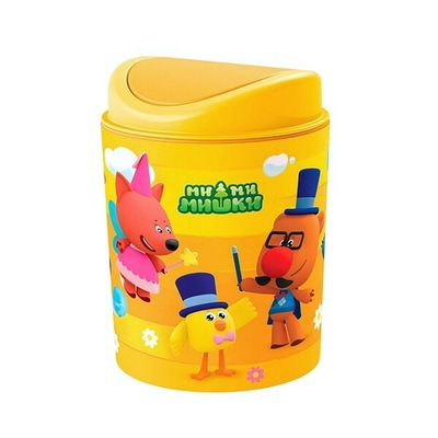 Контейнер для мусора настольный с декором ми-ми-мишки, 115х115х153мм, 1л (оранжевый)