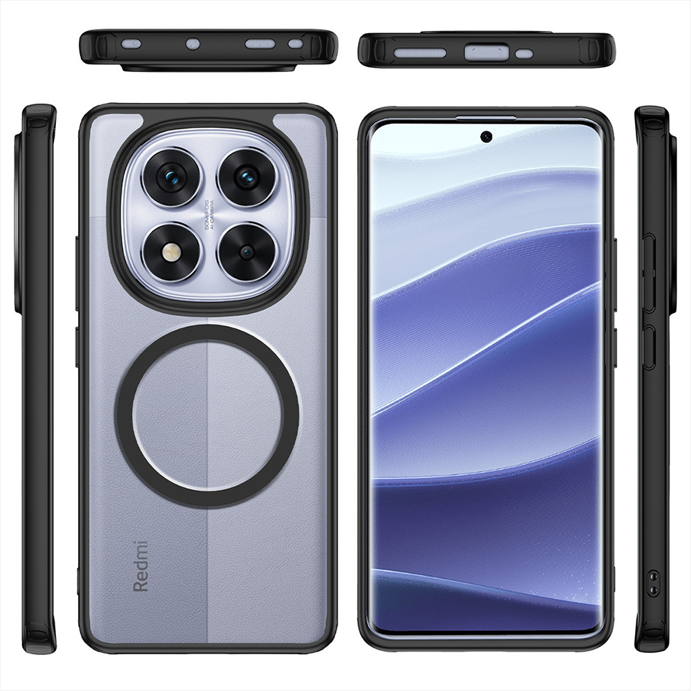 Чехол для Poco X7 / Xiaomi Redmi Note 14 Pro 5G с MagSafe черный с прозрачной матовой задней панелью WLONS