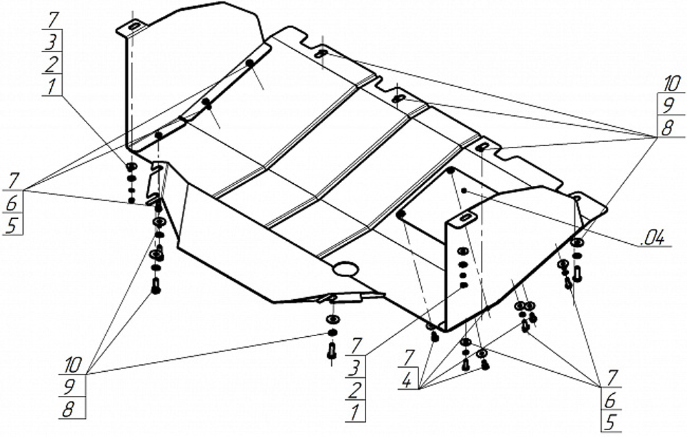 Защита картера двигателя, КПП. 2 мм, Сталь. для FIAT Ducato 244 2002-2012, Motodor.00616