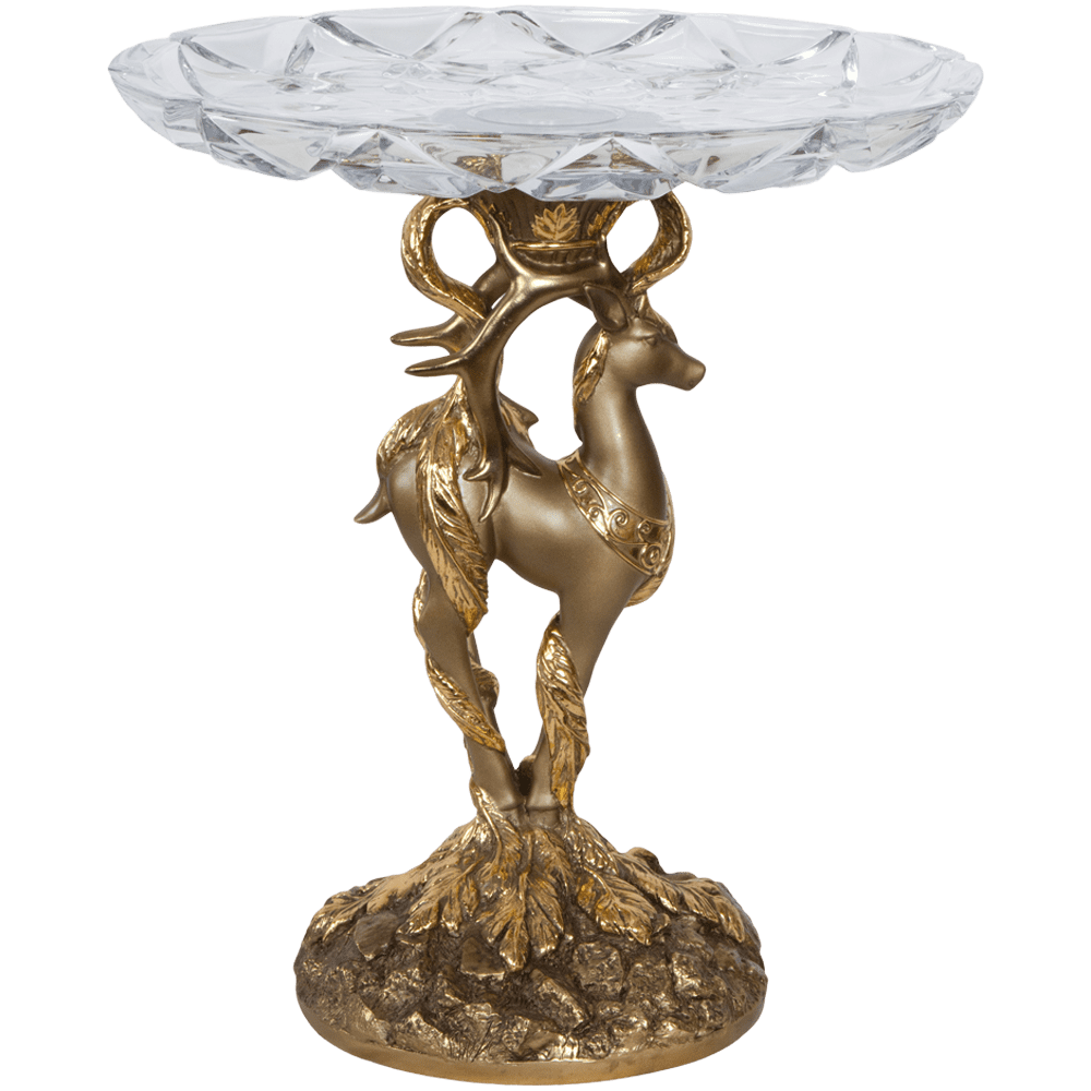 Фруктовница Лань Артемиды Бронза со стеклянной чашей
