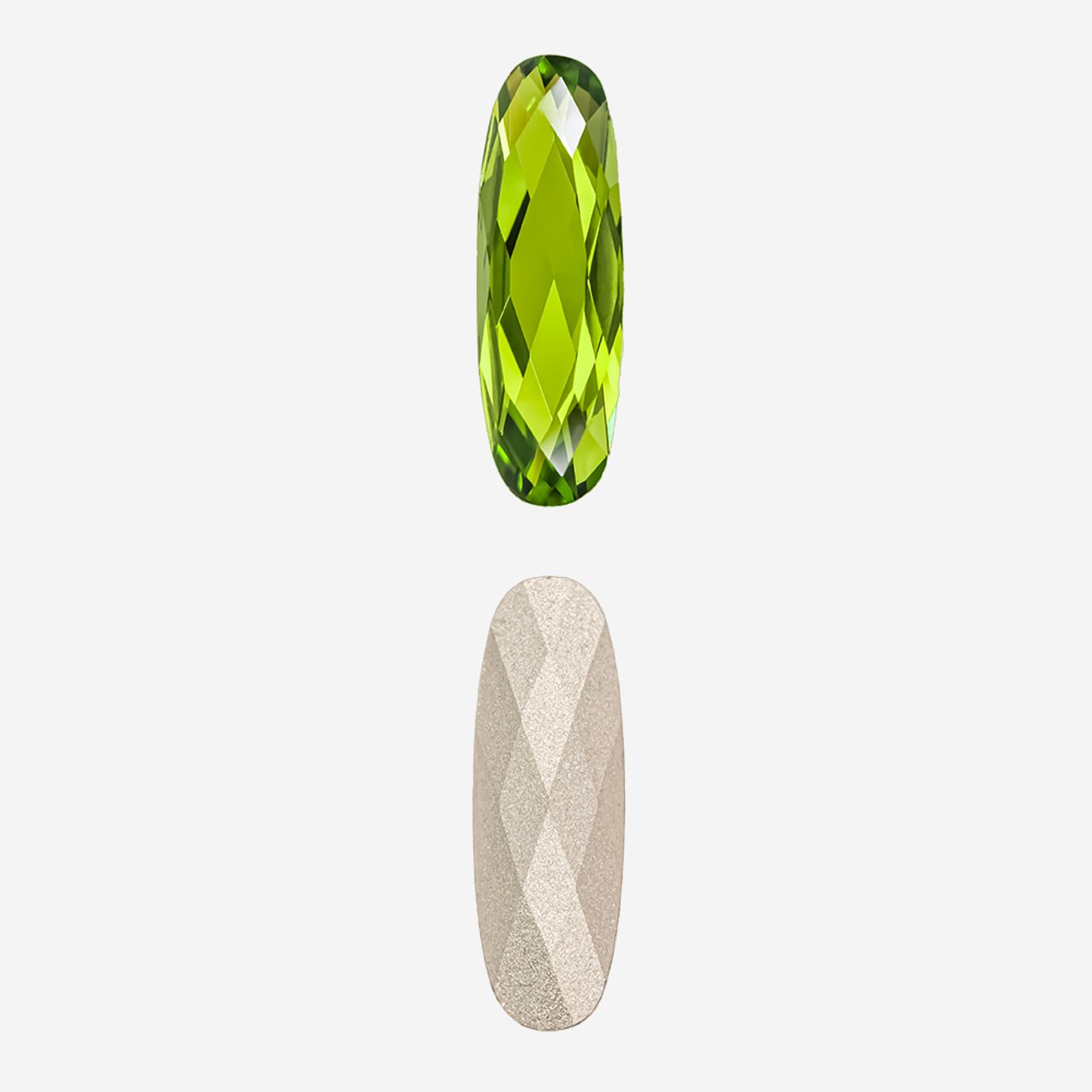 Кристалл Длинный Овал (Long Classical Oval), оттенок "Оливин"/"Olivine", 21*7мм