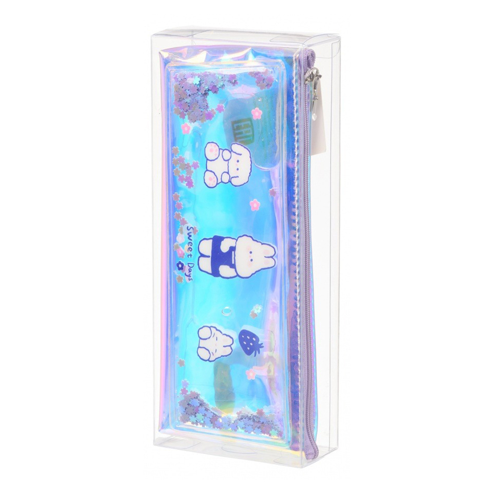 Пенал-косметичка Basir без наполнения, 21*8,5*4 см, серия "Зайчик", с плавающими пайетками, ассорти