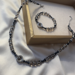 Комплект "Тайна ночи" с раухтопазом и шпинелью