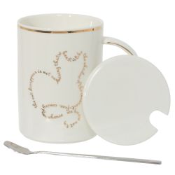 GAEM Кружка с крышкой и ложкой, 400 мл, L11,5 W8 H11,5 см, 4в.