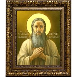 Андрей Симбирский блаженный юродивый. Икона на холсте.