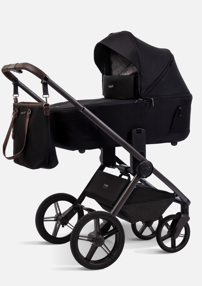 Peppy Коляска детская Monaco thermo 2 в 1 Black (черный), рама серо-коричневая