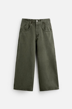 ZARA X NANUSHKA ДЖИНСЫ ШИРОКОГО КРОЯ, ТЕМНЫЙ ХАКИ