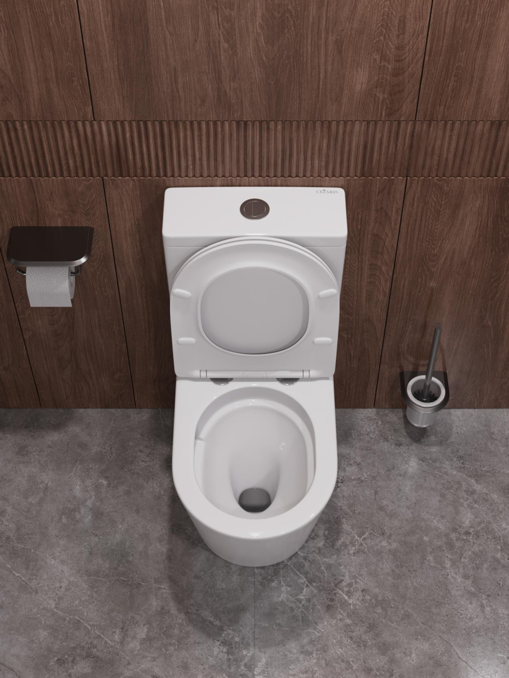 Унитаз-компакт CEZARES LINER CZR-6726-CP-TOR/SC безободковый с сиденьем и смывом TORNADO