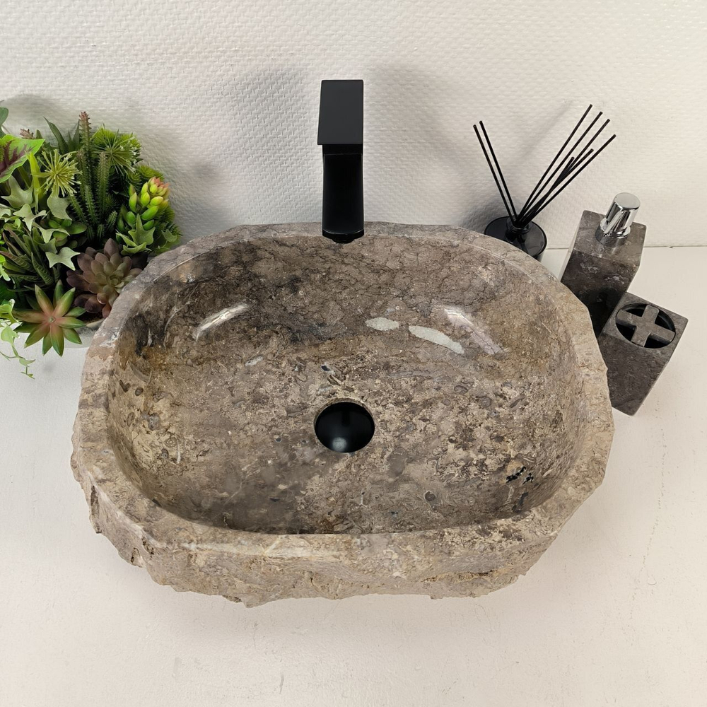 Каменная раковина из мрамора Erozy Grey EM-05560 (50*39*15) 0887 из натурального камня