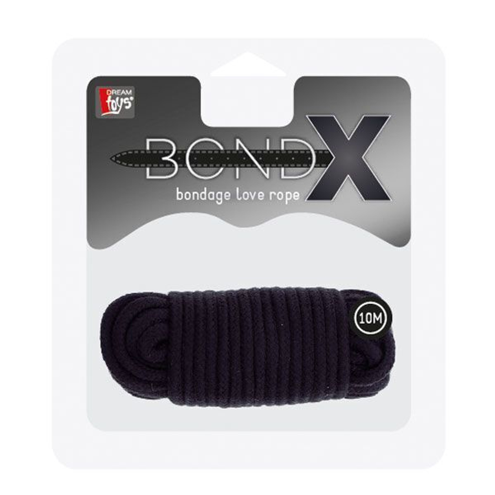 Черная веревка для связывания BONDX LOVE ROPE - 10 м. (Цвет: черный)